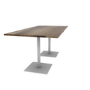 Proof 42" x 84" Rectangle Pedestal Counter Table with Square Steel Base Pair Solid Wood Top