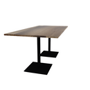 Proof 42" x 84" Rectangle Pedestal Counter Table with Square Steel Base Pair Solid Wood Top