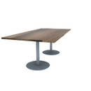 Proof 42" x 84" Rectangle Pedestal Cafe Table with Round Stainless Steel Base Pair Solid Wood Top