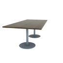 Proof 42" x 84" Rectangle Pedestal Cafe Table with Round Stainless Steel Base Pair Solid Wood Top