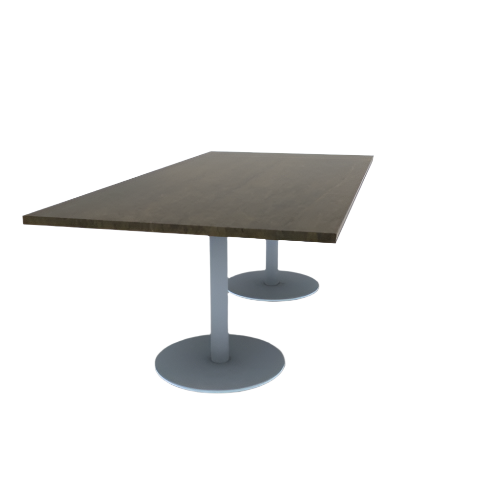 Proof 42" x 84" Rectangle Pedestal Cafe Table with Round Stainless Steel Base Pair Solid Wood Top