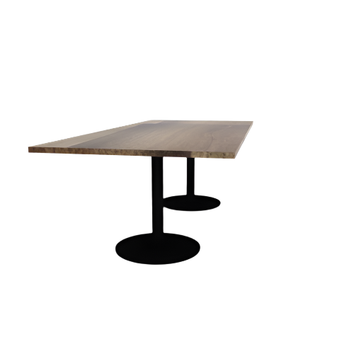 Proof 42" x 96" Rectangle Pedestal Cafe Table with Round Steel Base Pair Solid Wood Top