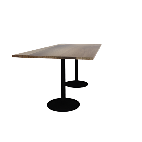 Proof 42" x 96" Rectangle Pedestal Counter Table with Round Steel Base Pair Solid Wood Top