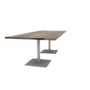 Proof 42" x 96" Rectangle Pedestal Cafe Table with Square Steel Base Pair Solid Wood Top