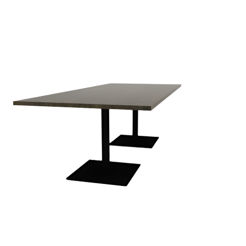 Proof 42" x 96" Rectangle Pedestal Cafe Table with Square Steel Base Pair Solid Wood Top