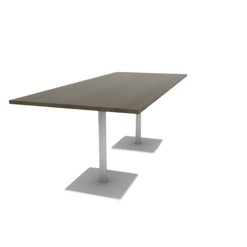 Proof 42" x 96" Rectangle Pedestal Counter Table with Square Steel Base Pair Solid Wood Top