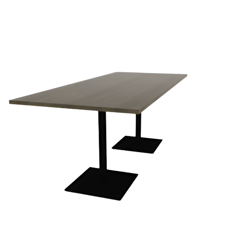 Proof 42" x 96" Rectangle Pedestal Counter Table with Square Steel Base Pair Solid Wood Top