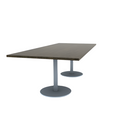Proof 42" x 96" Rectangle Pedestal Cafe Table with Round Stainless Steel Base Pair Solid Wood Top