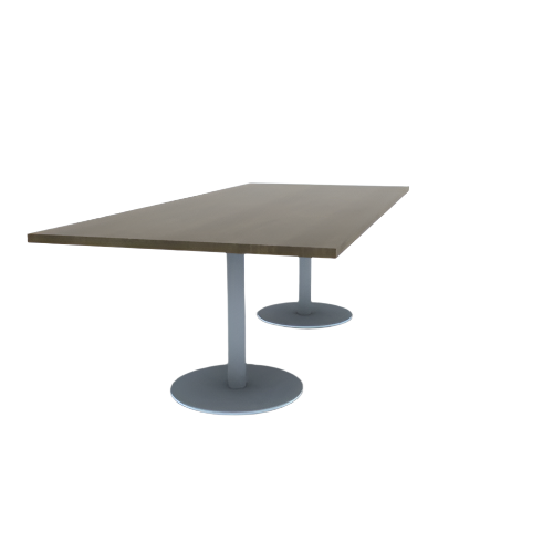 Proof 42" x 96" Rectangle Pedestal Cafe Table with Round Stainless Steel Base Pair Solid Wood Top