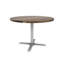 Proof 42" Dia Round Pedestal Cafe Table with Cast Iron X-Base Solid Wood Top