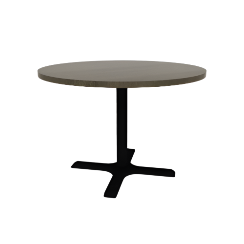 Proof 42" Dia Round Pedestal Cafe Table with Cast Iron X-Base Solid Wood Top