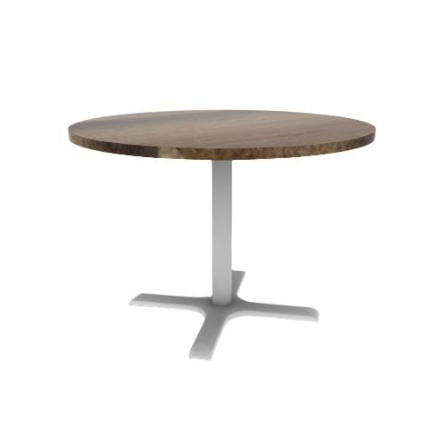 Proof 42" Dia Round Pedestal Cafe Table with Cast Iron X-Base Solid Wood Top