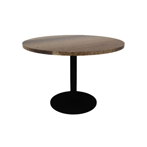 Proof 42" Dia Round Pedestal Cafe Table with Round Steel Base Solid Wood Top