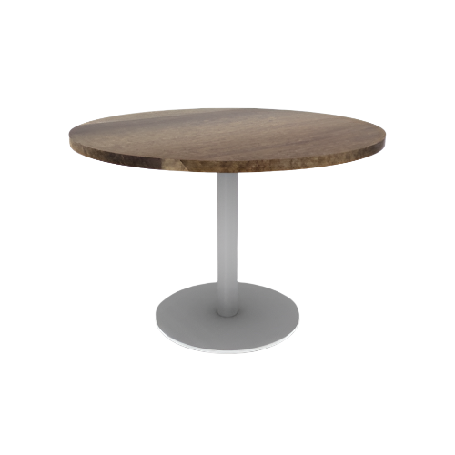 Proof 42" Dia Round Pedestal Cafe Table with Round Steel Base Solid Wood Top