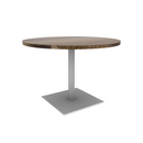 Proof 42" Dia Round Pedestal Cafe Table with Square Steel Base Solid Wood Top