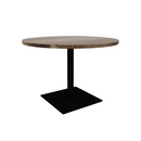 Proof 42" Dia Round Pedestal Cafe Table with Square Steel Base Solid Wood Top