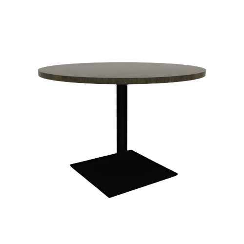 Proof 42" Dia Round Pedestal Cafe Table with Square Steel Base Solid Wood Top