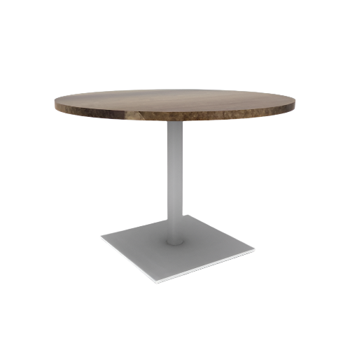 Proof 42" Dia Round Pedestal Cafe Table with Square Steel Base Solid Wood Top