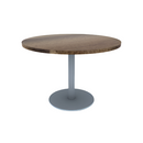 Proof 42" Dia Round Pedestal Cafe Table with Round Stainless Steel Base Solid Wood Top