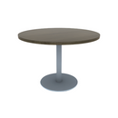 Proof 42" Dia Round Pedestal Cafe Table with Round Stainless Steel Base Solid Wood Top
