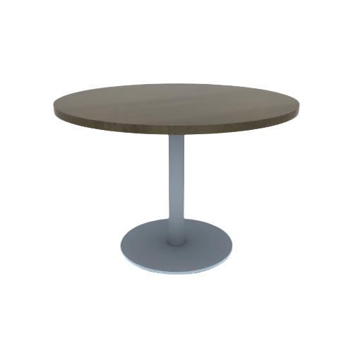 Proof 42" Dia Round Pedestal Cafe Table with Round Stainless Steel Base Solid Wood Top