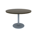 Proof 42" Dia Round Pedestal Cafe Table with Round Stainless Steel Base Solid Wood Top