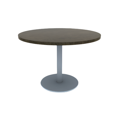 Proof 42" Dia Round Pedestal Cafe Table with Round Stainless Steel Base Solid Wood Top