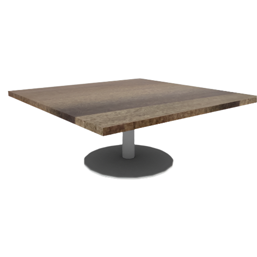 Proof Square Pedestal Table with Round Cast Iron Base Solid Wood Top