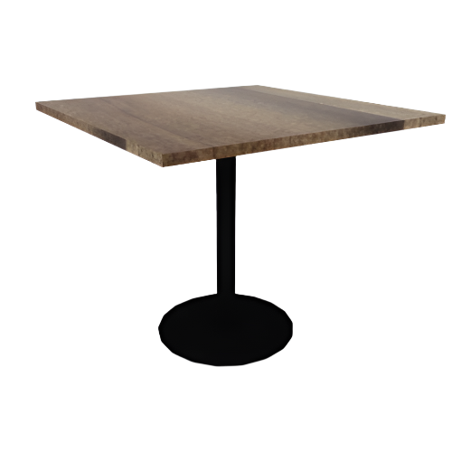 Proof 42" Square Pedestal Cafe Table with Cast Iron Round Base Solid Wood Top