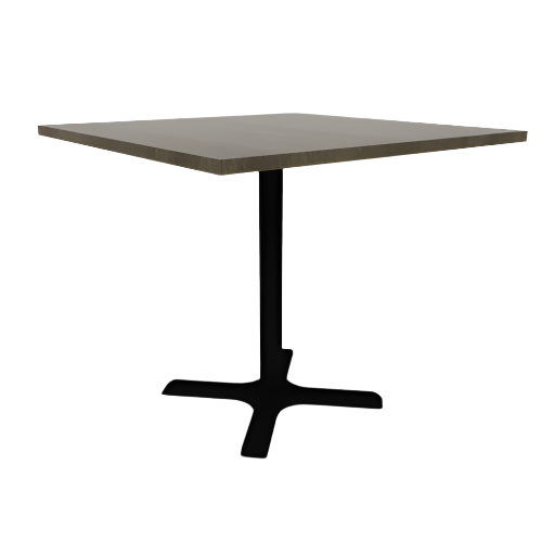 Proof 42" Square Pedestal Cafe Table with Cast Iron X-Base Solid Wood Top