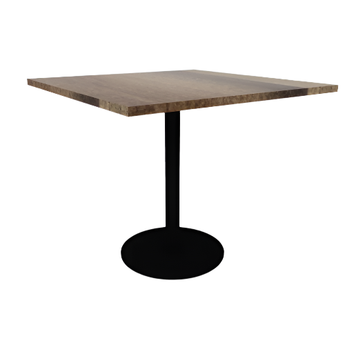 Proof 42" Square Pedestal Cafe Table with Cast Iron Round Steel Base Solid Wood Top