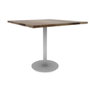 Proof 42" Square Pedestal Counter Table with Round Steel Base Solid Wood Top