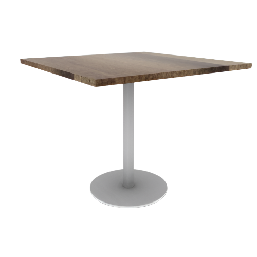 Proof 42" Square Pedestal Cafe Table with Cast Iron Round Steel Base Solid Wood Top