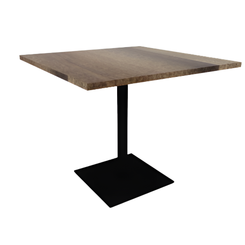 Proof 42" Square Pedestal Cafe Table with Square Steel Base Solid Wood Top