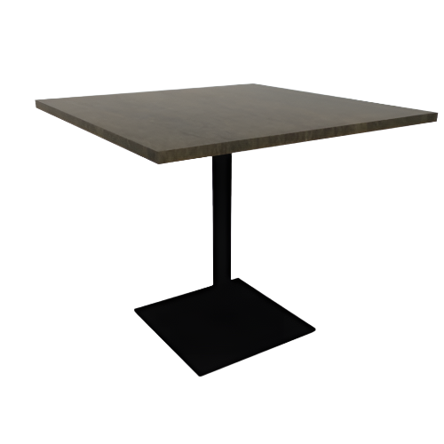 Proof 42" Square Pedestal Cafe Table with Square Steel Base Solid Wood Top