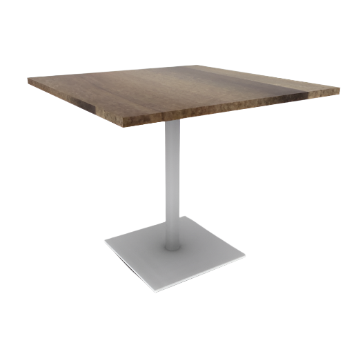 Proof 42" Square Pedestal Cafe Table with Square Steel Base Solid Wood Top