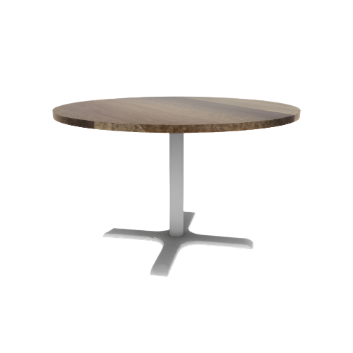 Proof 48" Dia Round Pedestal Cafe Table with X-Base Solid Wood Top