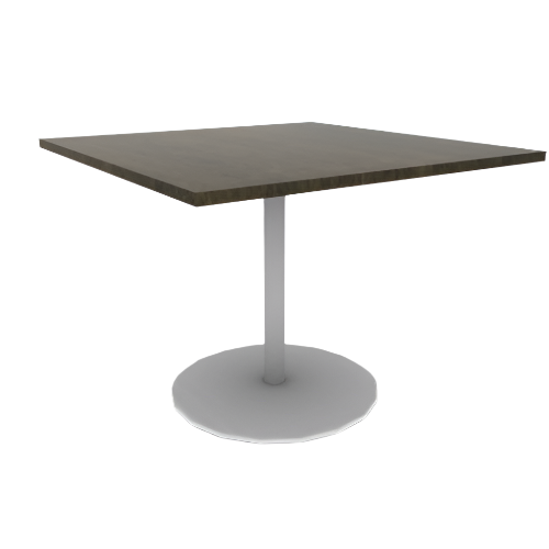 Proof 48" Square Pedestal Cafe Table with Round Base Solid Wood Top