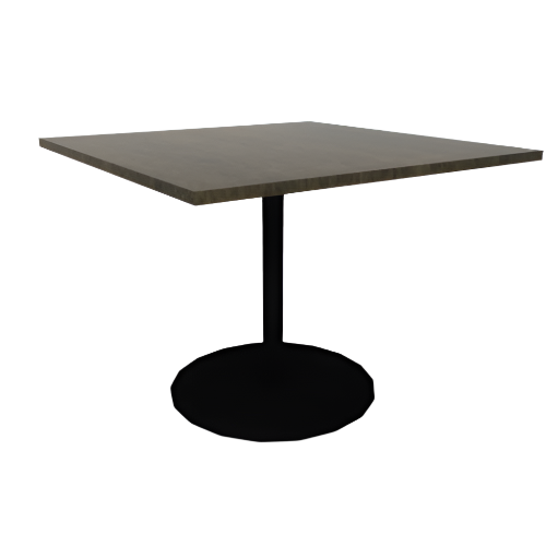 Proof 48" Square Pedestal Cafe Table with Round Base Solid Wood Top