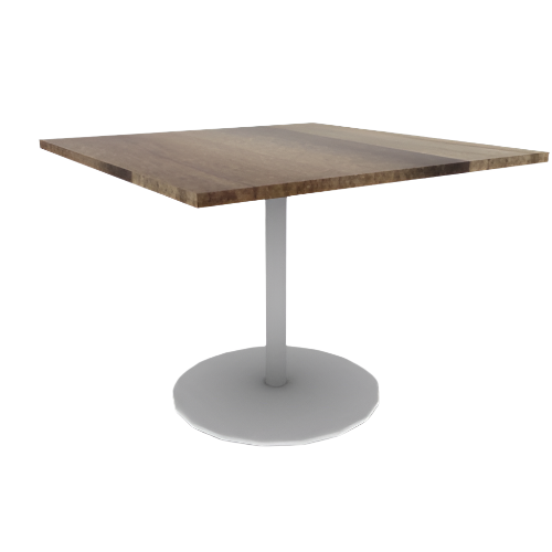 Proof 48" Square Pedestal Cafe Table with Round Base Solid Wood Top