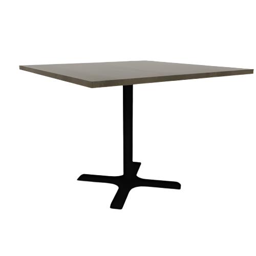 Proof 48" Square Pedestal Cafe Table with Cast Iron X-Base Solid Wood Top