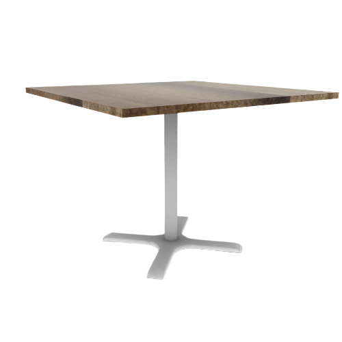 Proof 48" Square Pedestal Cafe Table with Cast Iron X-Base Solid Wood Top