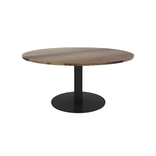 Proof 60" Dia Round Pedestal Cafe Table with Round Steel Base Solid Wood Top