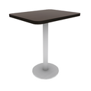 Proof 24" x 30" Rectangle Pedestal Counter Table with Round Base HPL Top T-Mold Edge