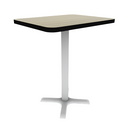 Proof 24" x 30" Rectangle Pedestal Counter Table with X-Base HPL Top T-Mold Edge