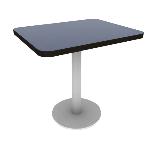 Proof 24" x 30" Rectangle Pedestal Cafe Table with Round Steel Base; HPL Top