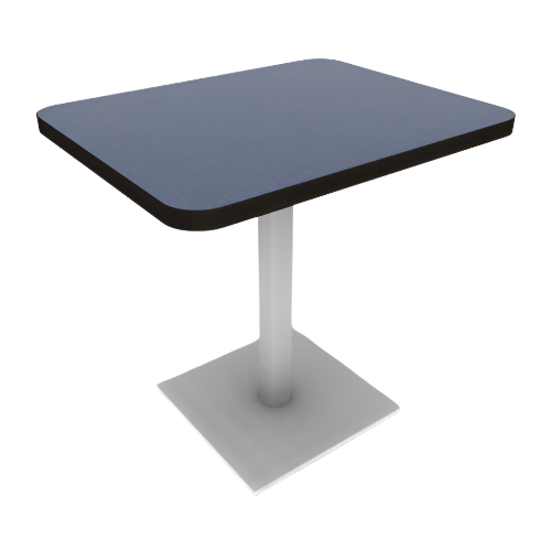 Proof 24" x 30" Rectangle Pedestal Cafe Table with Square Steel Base; HPL Top