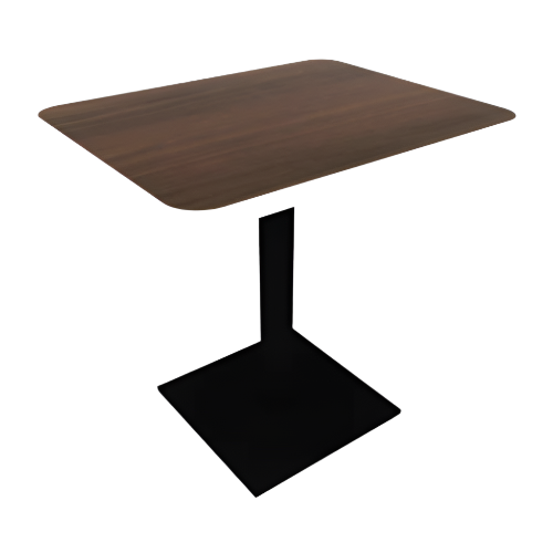 Proof 24" x 30" Rectangle Pedestal Cafe Table with Square Steel Base; HPL Top