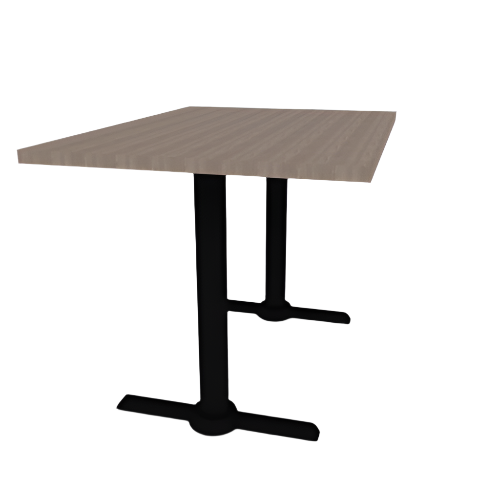 Proof 30" x 42" Rectangle Pedestal Cafe Table with Straight T-Legs Pair HPL Top T-Mold Edge