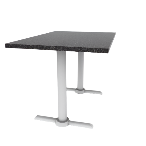 Proof 30" x 42" Rectangle Pedestal Cafe Table with Straight T-Legs Pair HPL Top T-Mold Edge